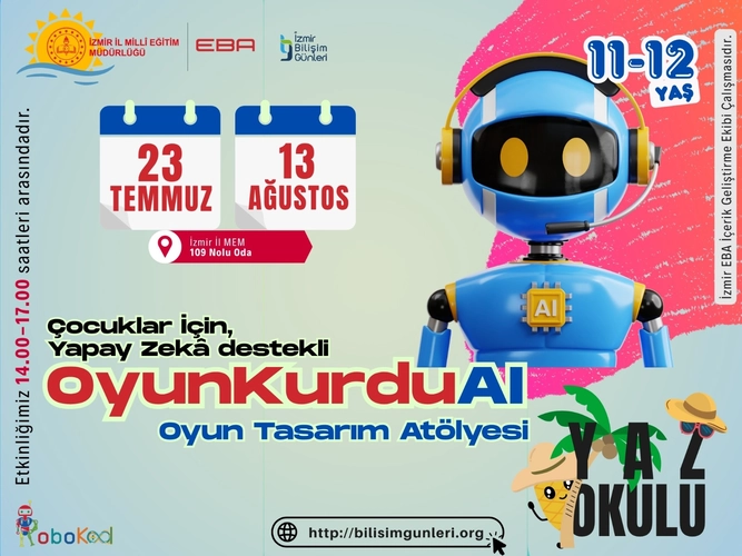 İzmir'de çocuklara yönelik Yapay Zekâ Destekli Oyun Tasarımı Atölyesi başlıyor!